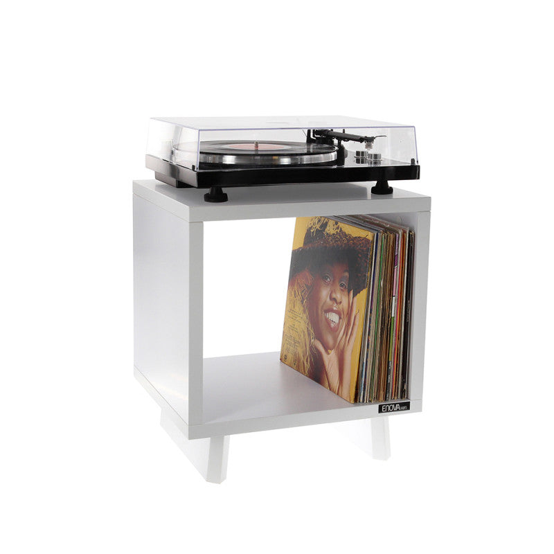 Enova Hifi - VINYL LOVER WH   - White Hi-Fi furniture for turntable and more than a hundred vinyls