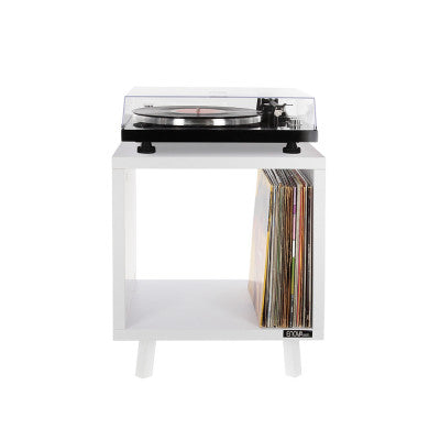 Enova Hifi - VINYL LOVER WH   - White Hi-Fi furniture for turntable and more than a hundred vinyls