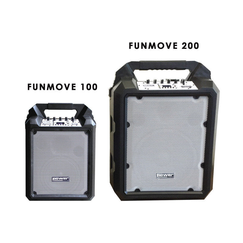 Power Acoustics - FUNMOVE 100   - Portable 100 W battery-powered sound system, MP3 multimedia player, USB and SD card, Bluetooth receiver