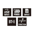 Power Acoustics - Portable LED sound system, USB + SD card + MIC and guitar/bass + record function, black