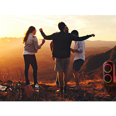 Power Acoustics - Portable LED sound system, USB + SD card + MIC and guitar/bass + record function, black