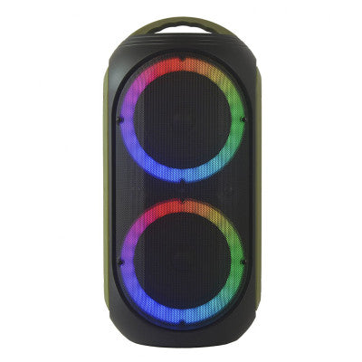 GOZIK LED GR   - Portable LED sound system, USB + SD card + MIC and guitar/bass + record function, green