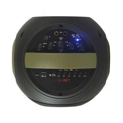 GOZIK LED GR   - Portable LED sound system, USB + SD card + MIC and guitar/bass + record function, green