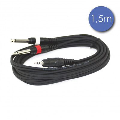 Power Acoustics - CAB 2064   - Cable male stereo mini-jack - 2 male mono jack, length 1.5 m