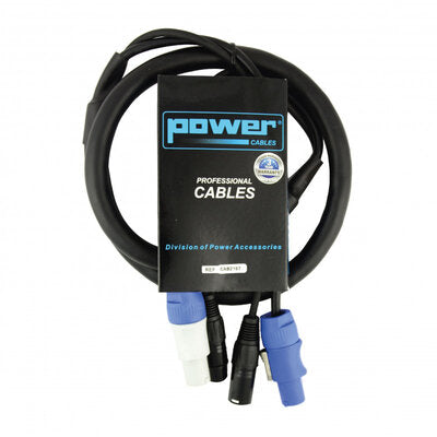 Power Acoustics - CAB 2198   - Cable male powerCON - female powerCON + male 3-pin XLR - female 3-pin XLR, lenght 3 m