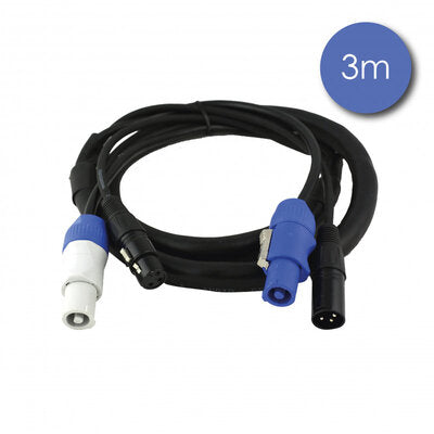 Power Acoustics - CAB 2198   - Cable male powerCON - female powerCON + male 3-pin XLR - female 3-pin XLR, lenght 3 m