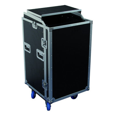 FCP 16 U DS   - 16U flight case + Inclined surface + Tray