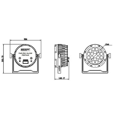 Power Lighting - PAR SLIM 18x10 W IP65 PENTA40  - Par Slim with 18 x 10 W 5-in-1 LEDs (40° beam width)