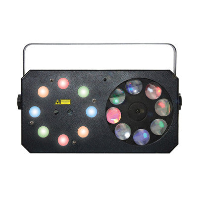 METEOR V   - 3-in-1 effect light: Wash, Moonflower Gobos, Red and Green multipoint laser