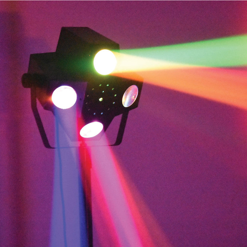 Power Lighting - METEOR VII   - 3-in-1 lighting effect: Beam Moonflower, Strobe, Red and Green multipoint laser