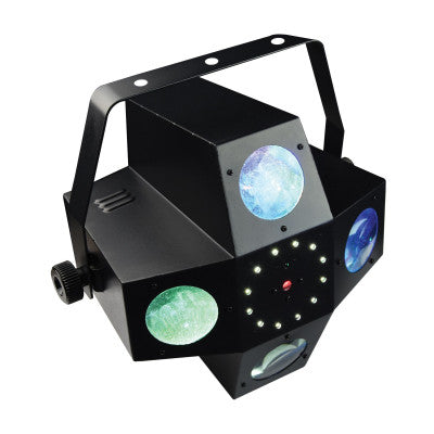 Power Lighting - METEOR VII   - 3-in-1 lighting effect: Beam Moonflower, Strobe, Red and Green multipoint laser