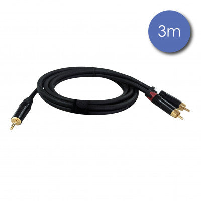 Power Studio - AUDIOCAB 4019   - 3 m cable - male MINI STEREO  JACK - 2 x male RCA