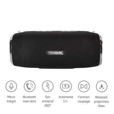 Yourban - GETONE 50 BLACK  - Compact mobile active speaker, 2 x 8 W + 18 W, Bluetooth 4.2, 6000 mAh battery, black