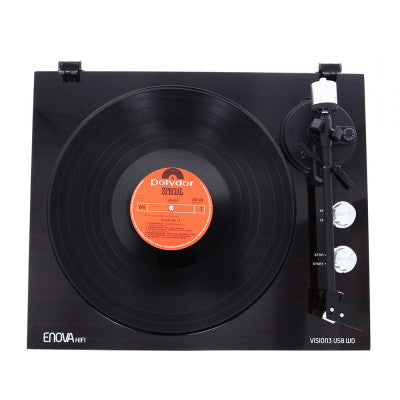 Enova Hifi - VISION3 USB WD   - Hi-Fi USB turntable, glossy dark wood finish, RIAA preamp, Audio Technica 3600L