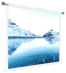 Schermo proiezione "Naked Tensio-Plus" motorizzato tensionato senza cassonetto, con telo "Contrast-Grey" grigio ad alto contrasto 300x169cm 136" 16:9 (motore a sinistra, con discesa anteriore)