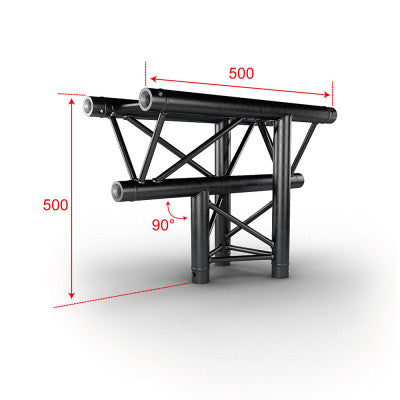 AG29-035 blk  - 290 mm Vertical Tee 3 directions Low vertex black