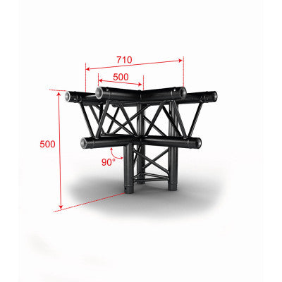 AG29-042 blk  - 290 mm Tee - 4 directions - Low vertex black