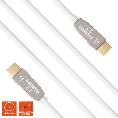 1000017837 - UHD Optical Fibre HDMI 2.1 8K Active Cable 15 m - White