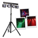 Party Bar Derby   - Lighting stand with 2 projectors of 9 multicolored RGBW 1 W LEDs and 2 Nano Derby of 12 W each