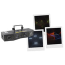 Quattro Moon Star   - 20 x 3 W RGBW A 5-in-1 + 48 x 0.2 W white LED + laser light show with multicolored beams, 3-in-1 effects