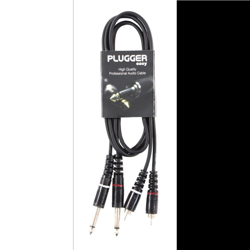 Plugger - Twin Cable PLUCABBRM0JMM1M50EAS   - Twin cable male RCA - male mono jack, 1.5 m