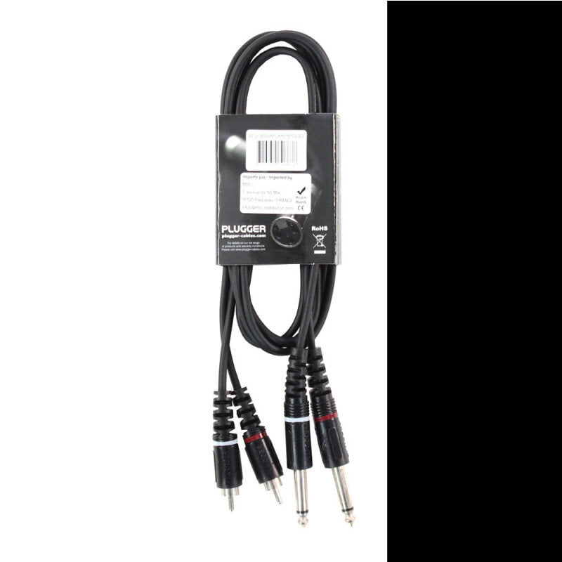 Plugger - Twin Cable PLUCABBRM0JMM1M50EAS   - Twin cable male RCA - male mono jack, 1.5 m