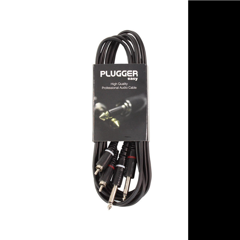 Plugger - Twin Cable PLUCABBRM0JMM3M00EAS   - Male RCA - male mono jack twin cable, 3 m