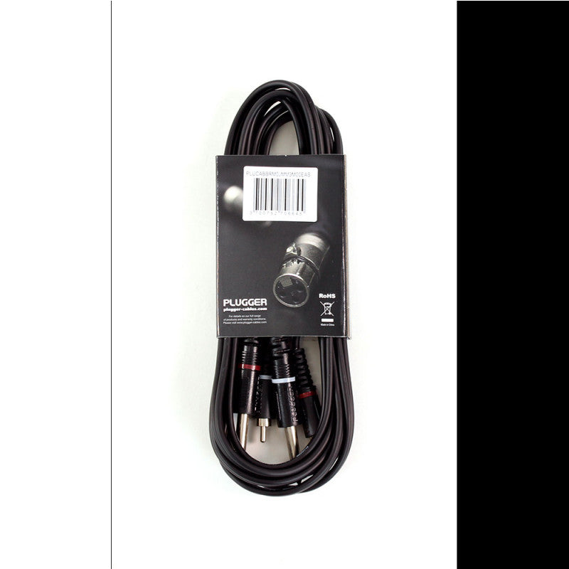 Plugger - Twin Cable PLUCABBRM0JMM3M00EAS   - Male RCA - male mono jack twin cable, 3 m