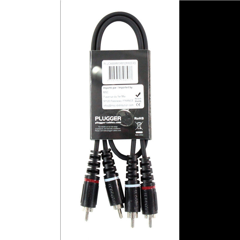 Plugger - Twin Cable PLUCABBRM0RM00M60EAS   - Male RCA - male RCA stereo cable, 0.6 m