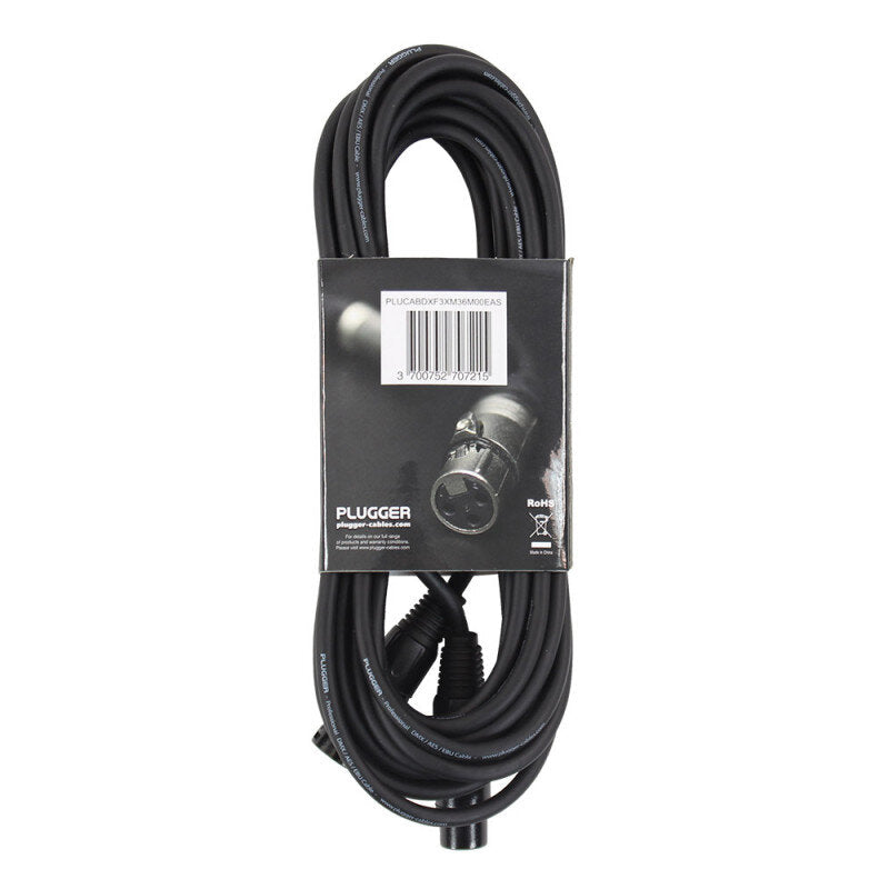 Plugger - DMX XLR Cable PLUCABDXF3XM36M00EAS   - Female XLR - male XLR DMX cable, 6 m