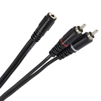 Plugger - Y Cable PLUCABYMFSRM00M60EAS   - 2 x male RCA - 3.5 mm female stereo mini-jack Y cable, 0.6 m