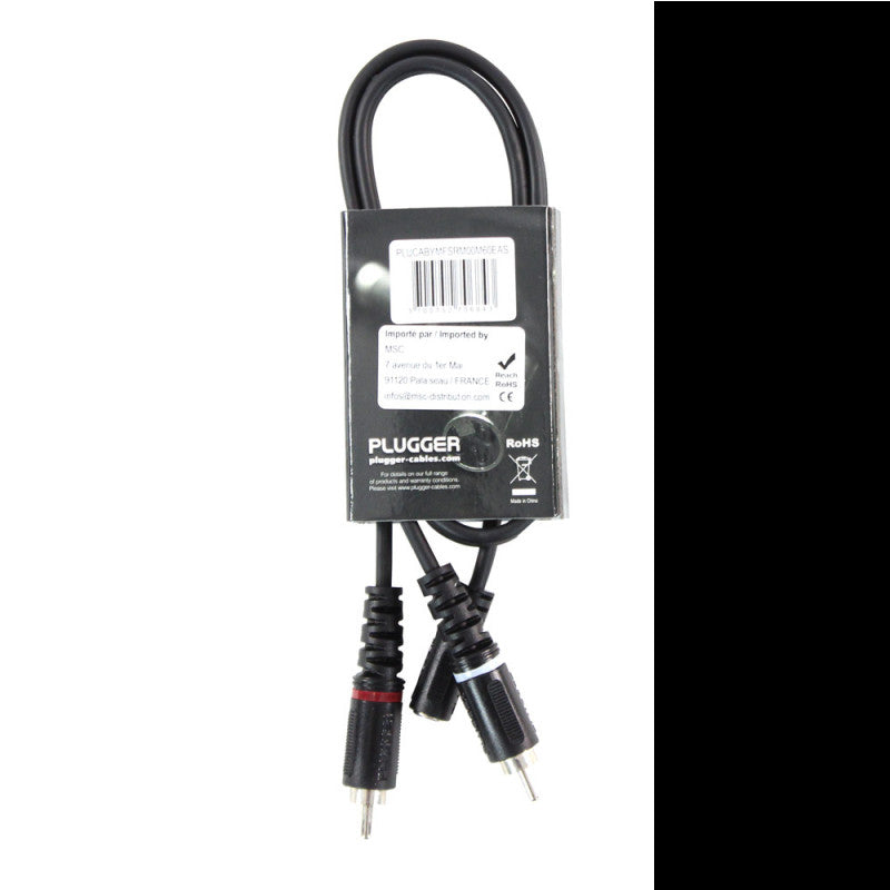 Plugger - Y Cable PLUCABYMFSRM00M60EAS   - 2 x male RCA - 3.5 mm female stereo mini-jack Y cable, 0.6 m