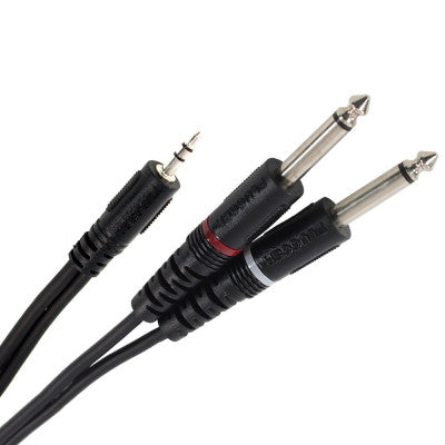 Plugger - Y Cable PLUCABYMMSJMM1M50EAS   - 2 x male mono jack - male stereo mini-jack Y cable, 1.5 m