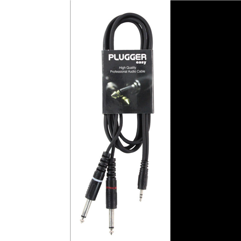 Plugger - Y Cable PLUCABYMMSJMM1M50EAS   - 2 x male mono jack - male stereo mini-jack Y cable, 1.5 m