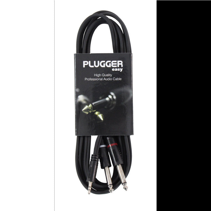 Plugger - Y Cable PLUCABYMMSJMM3M00EAS   - 2 x male mono jack - male stereo mini-jack Y cable, 3 m