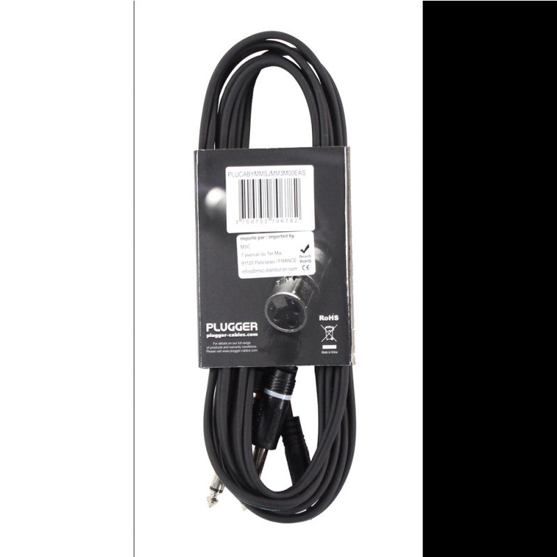 Plugger - Y Cable PLUCABYMMSJMM3M00EAS   - 2 x male mono jack - male stereo mini-jack Y cable, 3 m