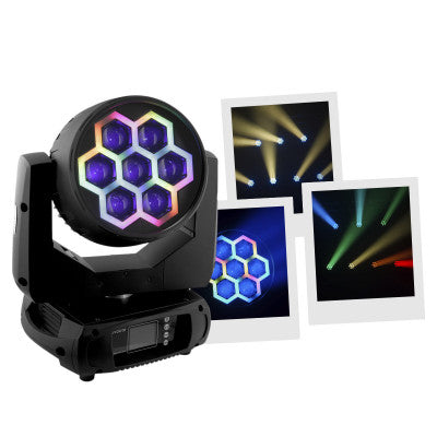 Evolite - Evo Wash 740z Strip   - 7 x 40 W Wash moving head with zoom and strip, controllable in DMX