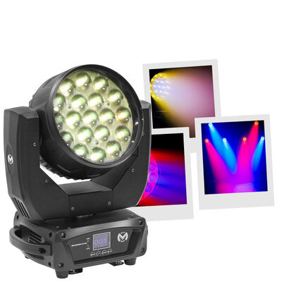 Mac Mah - MAC WASH 1915Z   - 19 x 15 W RGBW LED Wash moving head with 3-zone circle LED control, zoom angle from 6 to 50°