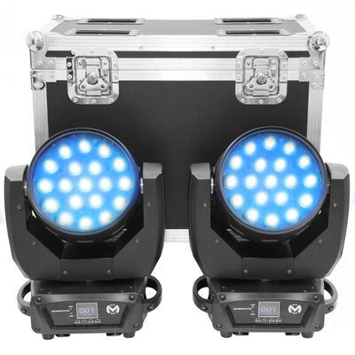 Mac Mah - Pack consisting of 2 x MACWASH1915Z RGBW LED Wash moving heads with motorized zoom, delivered in flight case