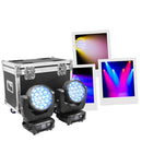 Mac Mah - Pack consisting of 2 x MACWASH1915Z RGBW LED Wash moving heads with motorized zoom, delivered in flight case