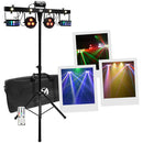 MULTI-FX BAR   - Animation bar consisting of 2 Derby effects, 2 x 4-in-1 RGB-UV LED PARs, a Strobe, a red and green multi-point laser