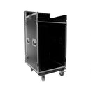 Flight case Mixer/Rack 16U roller   - 16U flight case with mixer slot, 19", equipped with 4 casters