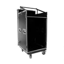 Flight case Mixer/Rack 16U roller   - 16U flight case with mixer slot, 19", equipped with 4 casters
