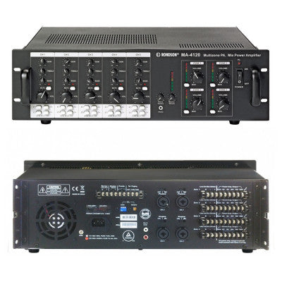 MA-4120 - 4 x 120 W 4-zone matrix mixing amplifiers, 4 - 8 ohm, 70 / 100 V, 19" 3U