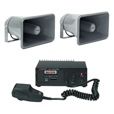 PACK 40 - Car audio kit with an amplifier, a CB handheld microphone and 2 external speakers