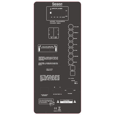 Segon Professional Audio - 130 W powered loudspeaker with 2 UHF microphones and USB / SD / MP3 / Bluetooth