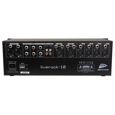 LIVERACK-10 - 10 channel PA mixer in 19" rack format