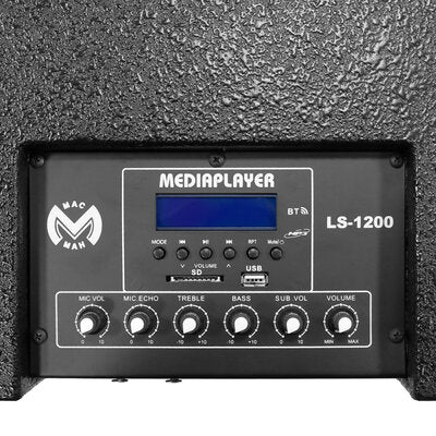 Mac Mah - 1200 W active sound system, Bluetooth, MIC and INST inputs