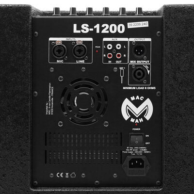 Mac Mah - 1200 W active sound system, Bluetooth, MIC and INST inputs