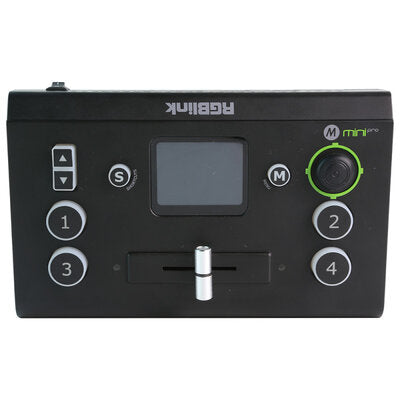 RGBlink - mini-pro 2022 - Compact 4-channel video mixer, HDMI2.0 input, HDMI1.3 output, audio IN/OUT, USB3.0 streaming, USB2.0 recording, 2" touch screen, 4K60 inputs and advanced capabilities such as PIP, chroma key, remote control via App